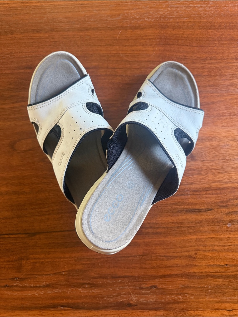 ECCO Women’s Leather Sport Slide Sandals Gray Black EU 42 US 11–11.5